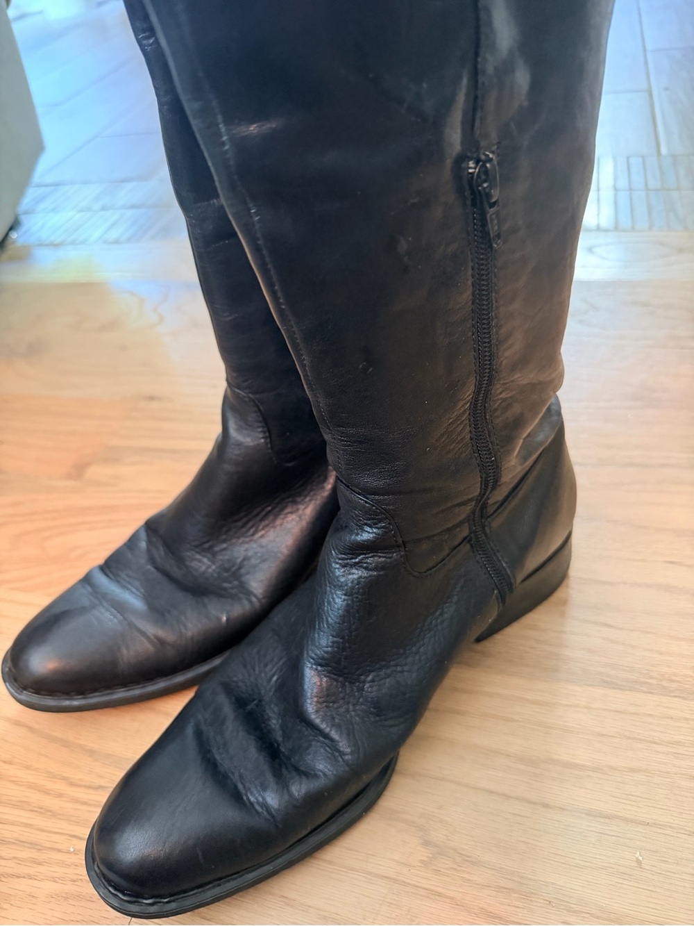 Børn Crown Genuine Black Leather Tall Riding Boots - Size 11 M / EU 43 - Picture 2 of 16